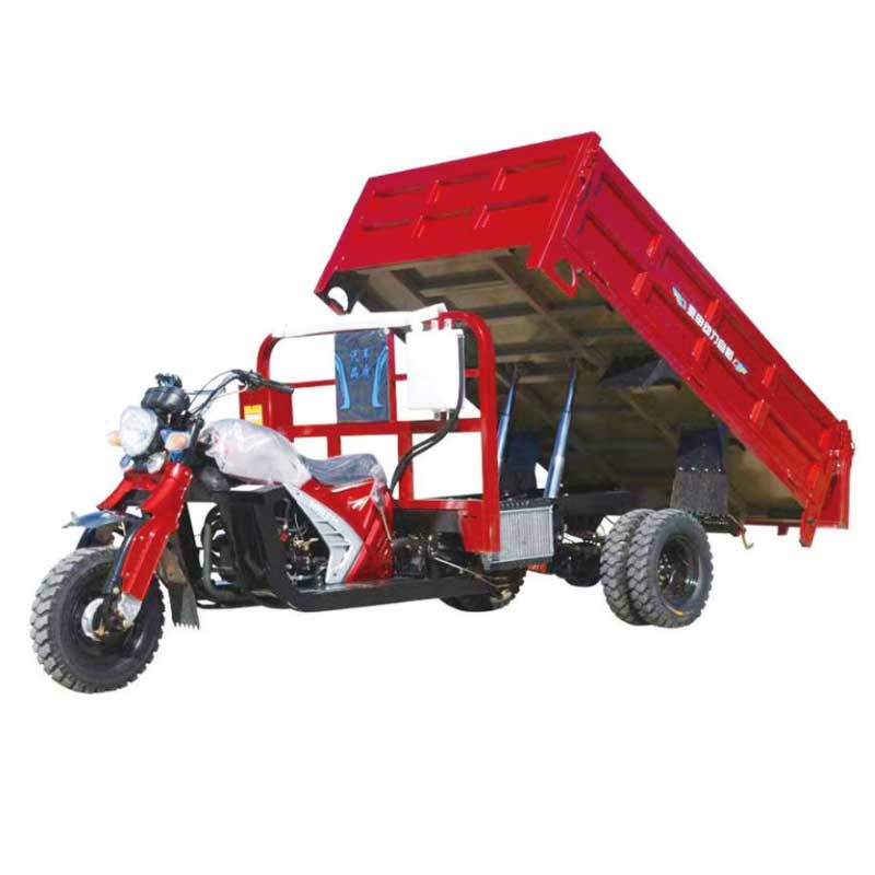 red Semi-Covered Three-Wheel Cargo Tricycle