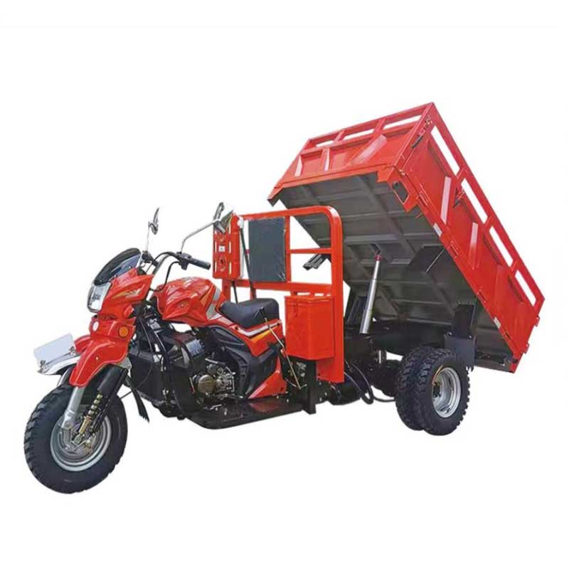 red Semi-Covered Three-Wheel Cargo Tricycle
