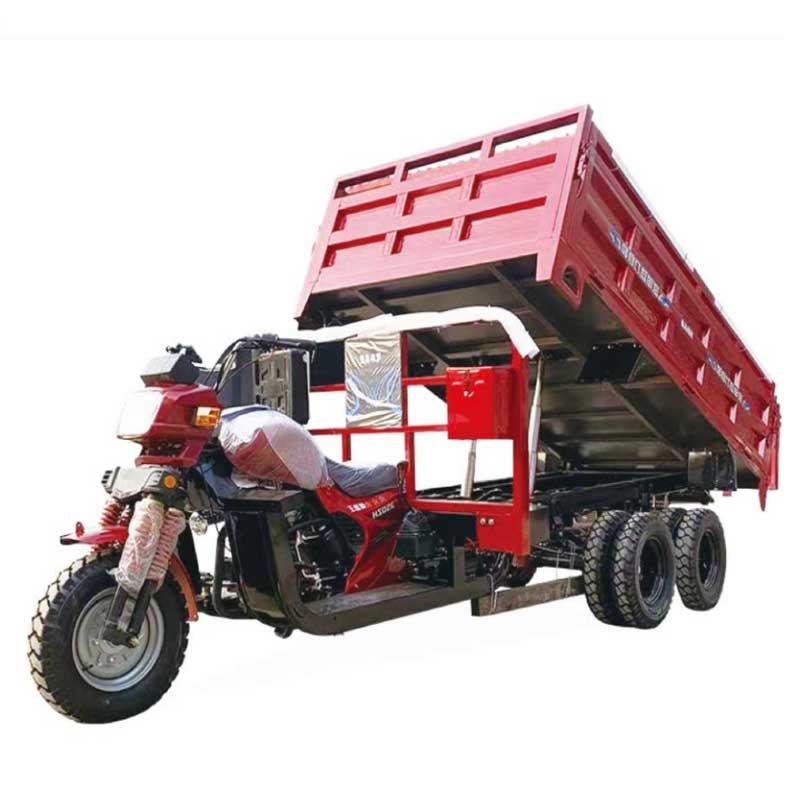 red Semi-Covered Three-Wheel Cargo Tricycle