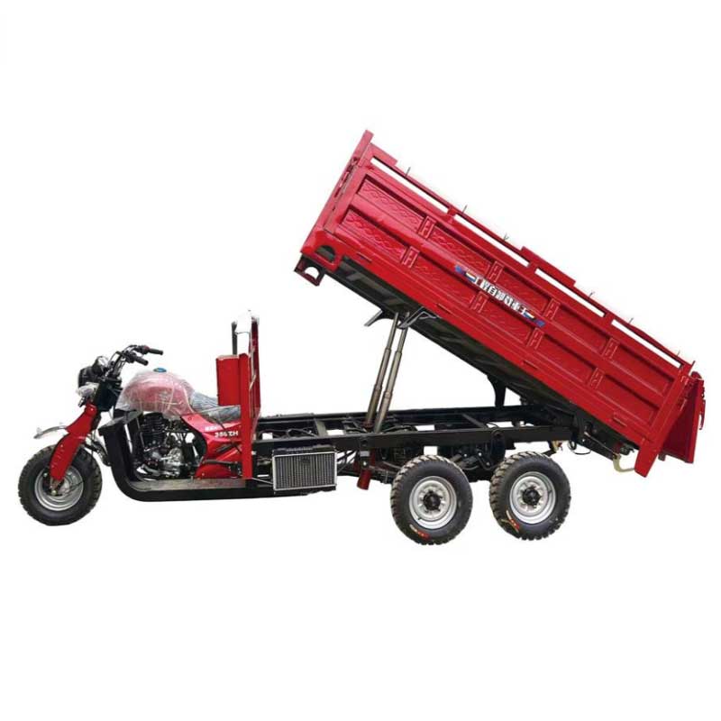 red Semi-Covered Three-Wheel Cargo Tricycle