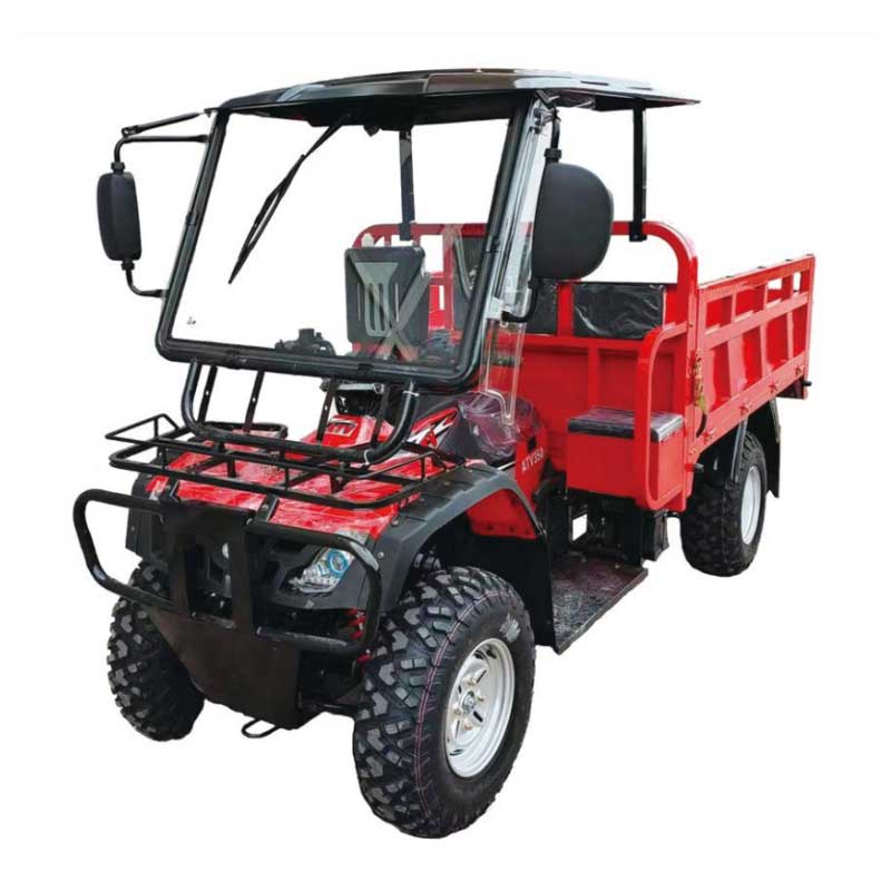 red Semi-Covered Three-Wheel Cargo Tricycle