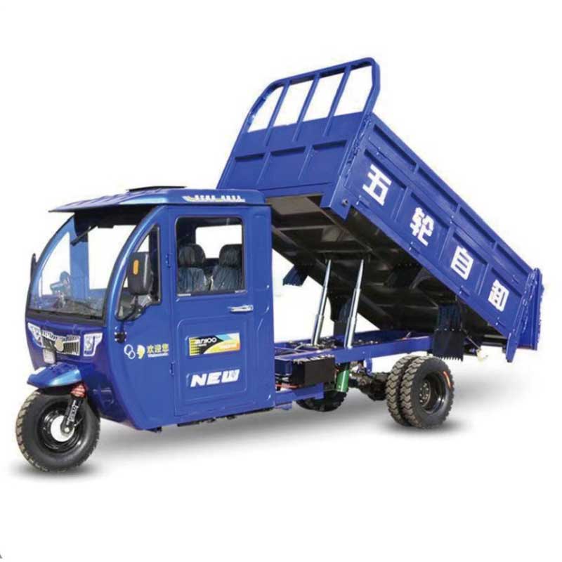 blue Semi-Covered Three-Wheel Cargo Tricycle