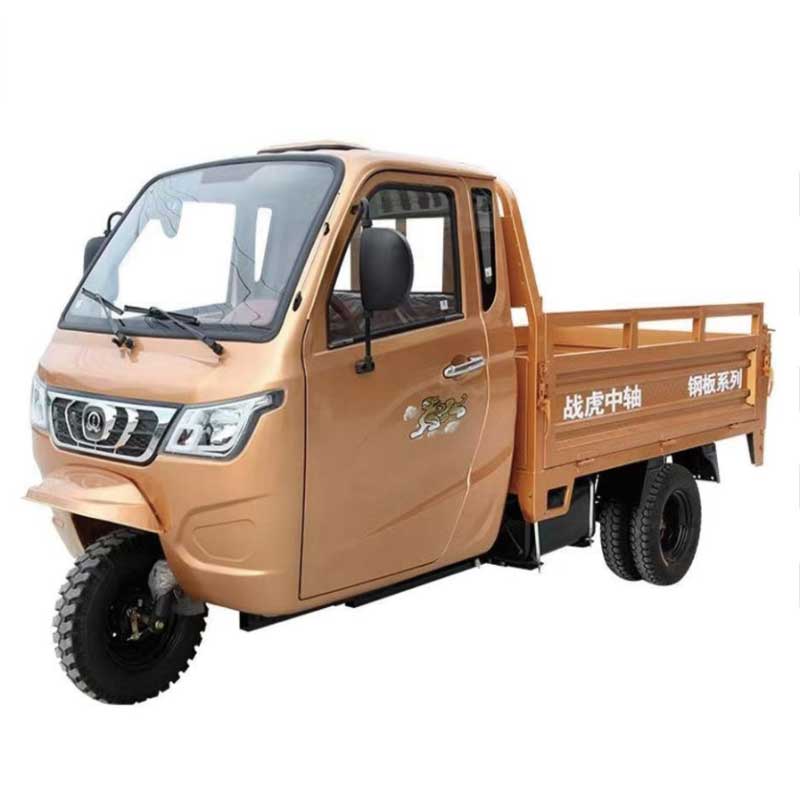 yellow Semi-Covered Three-Wheel Cargo Tricycle