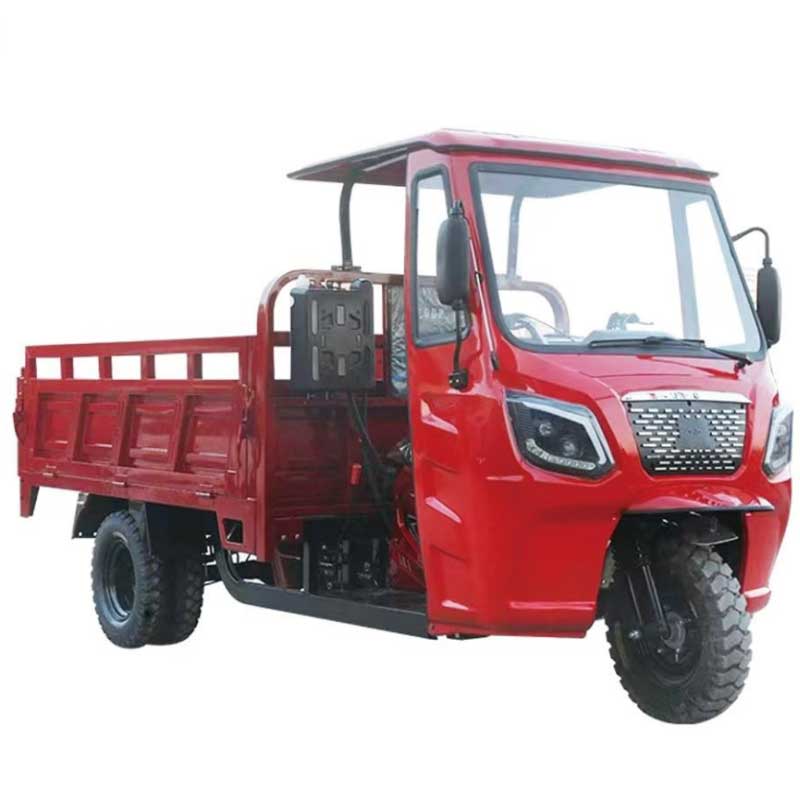 red Semi-Covered Three-Wheel Cargo Tricycle