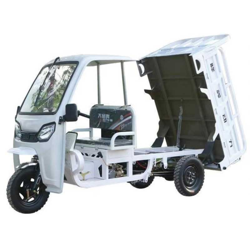 White Semi-Covered Three-Wheel Cargo Tricycle